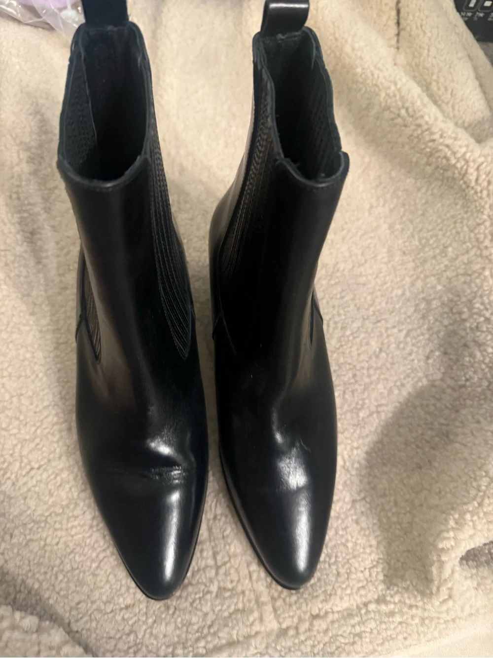 Sandro Black Leather Pointed Chelsea Ankle Boots